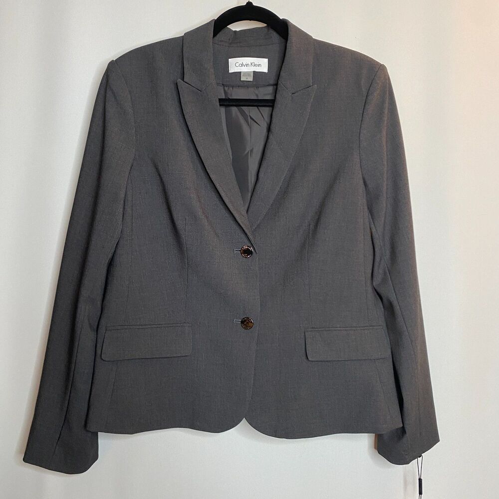 Calvin Klein Blazer Stretch Grey NWT Womens 14